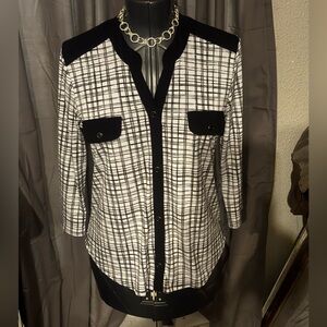 Black and White Checkered Women's Blouse